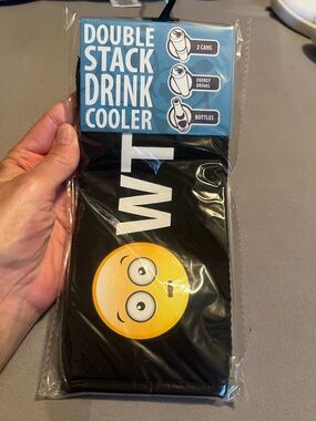 Double Stack Black Drink Cooler, Emoji WTF  Neoprene Holder, new in package.